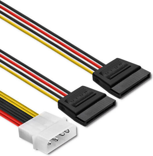 Qoltec 4-Pin Molex - 15-Pin Sata Cable 0.2m Πολύχρωμο 27618