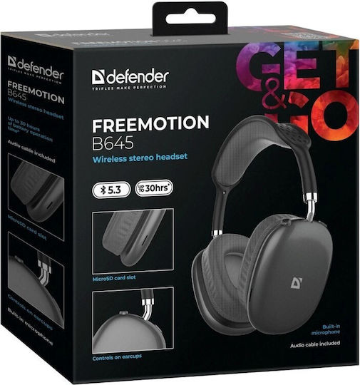 Defender Freemotion B645 Ασύρματα / Ενσύρματα On Ear Ακουστικά με 30 ώρες Λειτουργίας Μαύρα