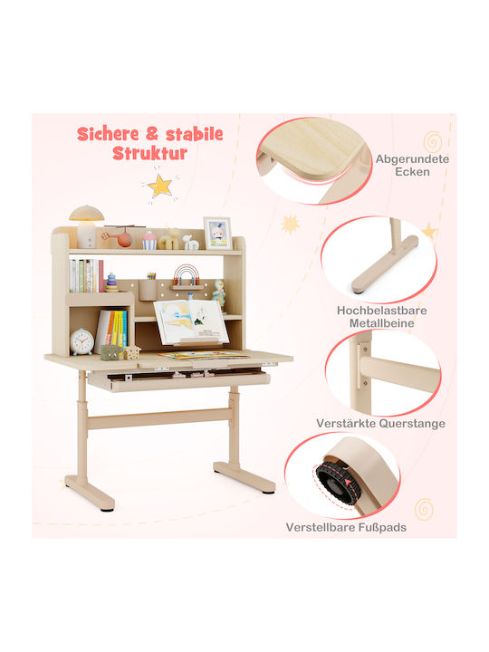 Kinder Schreibtisch aus Melamin Braune 100x60x111-135cm