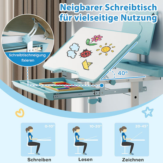 Kinderschreibtisch aus Melamin Blau