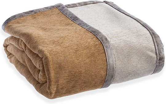 Nef-Nef Homeware New Tanger Ριχτάρι Πολυθρόνας Δύο 'Οψεων 180x180εκ. Brown-ecru