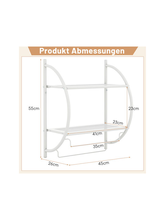 Costway Επιτοίχια με Βίδες ​45x25.5cm Λευκή