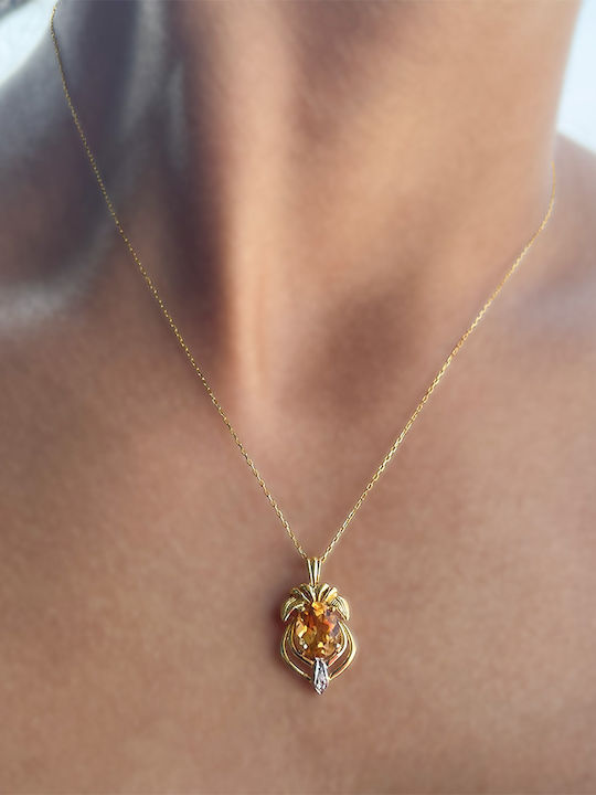 Kette K18 Vergoldet Citrin Diamant F126452