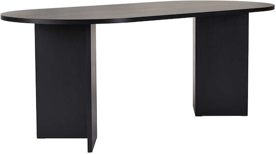 Sabella Oval Wooden Dining Room Table Black Wood 200x90x75cm