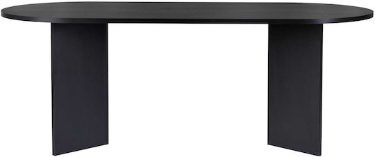 Sabella Oval Wooden Dining Room Table Black Wood 200x90x75cm