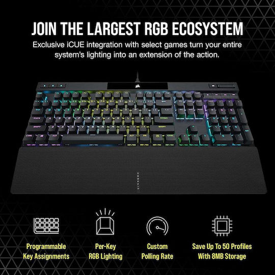 Corsair K70 RGB Pro Гейминг Механична Клавиатура с Cherry MX Speed суичове и RGB подсветка (Английски US) Черен