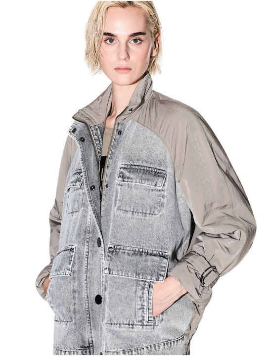 Langes Damen Jean Jacke Braun