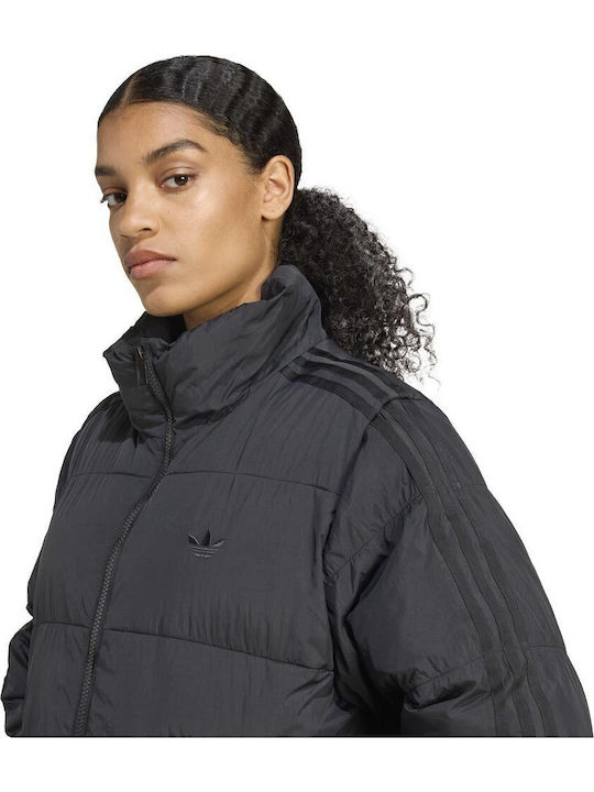 Down Down Μακρύ Γυναικείο Puffer Μπουφάν για Χειμώνα Black