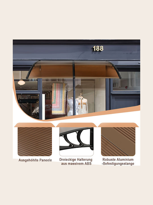 Costway Βεράντα Αλουμινίου 199 X 99 Cm Είσοδο Σπιτιού Καμπύλο Στέγαστρο Καφέ Np11230cf