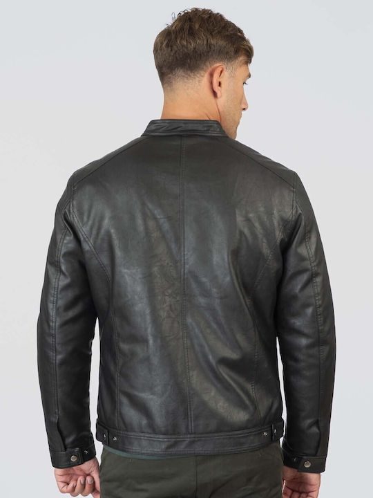 Faux Leather Jacket Biker Black