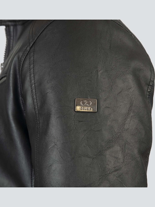 Faux Leather Jacket Biker Black
