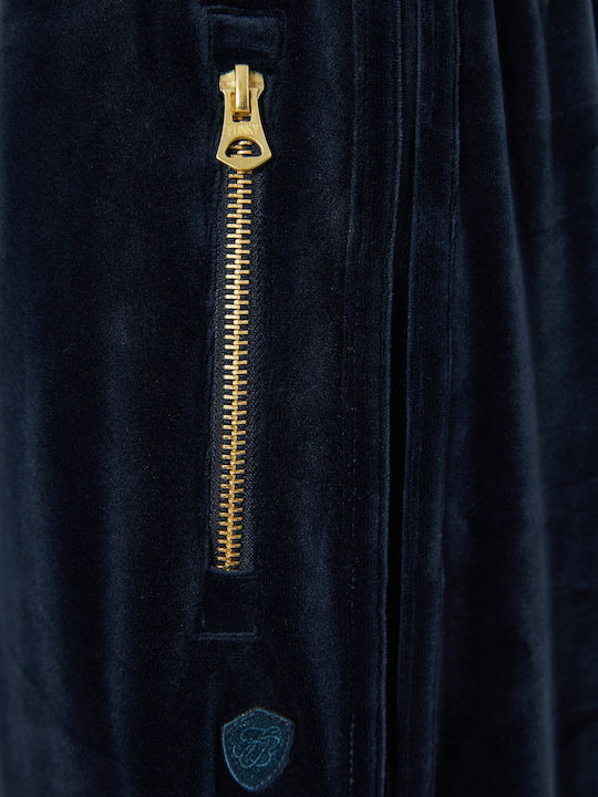 Women's High-waisted Fabric Trousers with Elastic in Relaxed Fit Midnight Blue