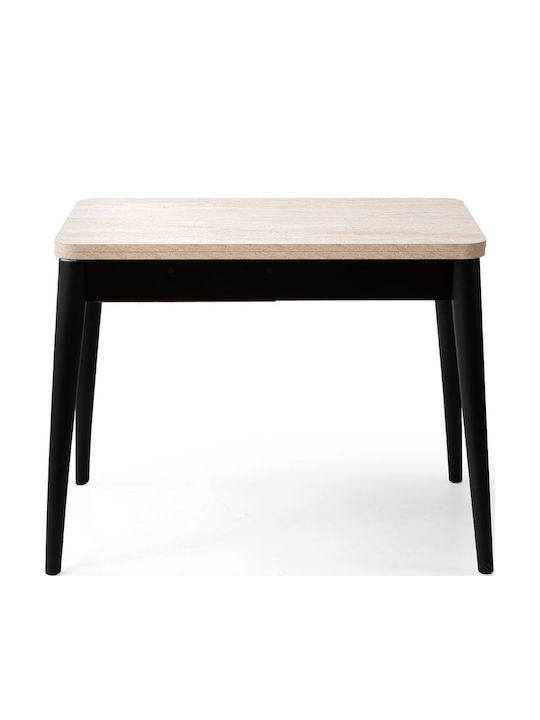 Totem Table Dining Room Extendable Wooden with Plastic Frame Travertine Black 80x80x75cm