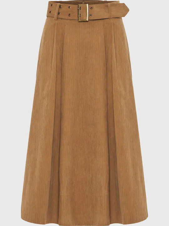 High-waisted Midi Skirt Hazelnut