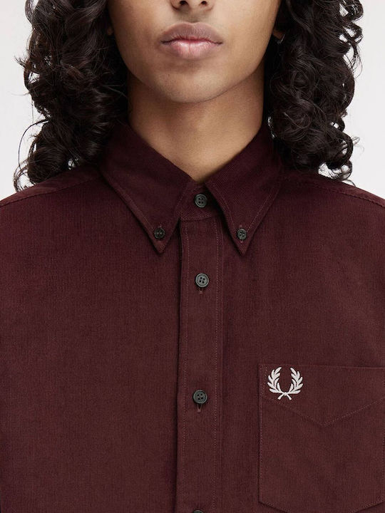 Long-sleeved Corduroy Shirt Oxblood