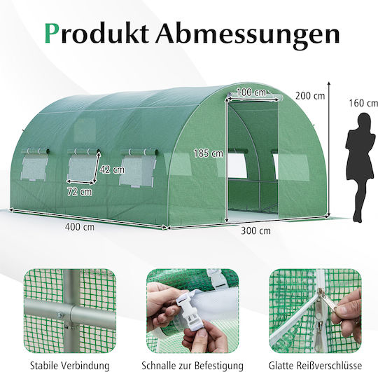 Costway GT4210GN Оранжерия с Метална Рамка 4x3x2m
