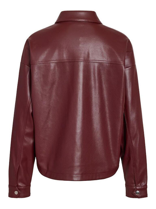 Women's Leather Long Sleeve Shirt Violet