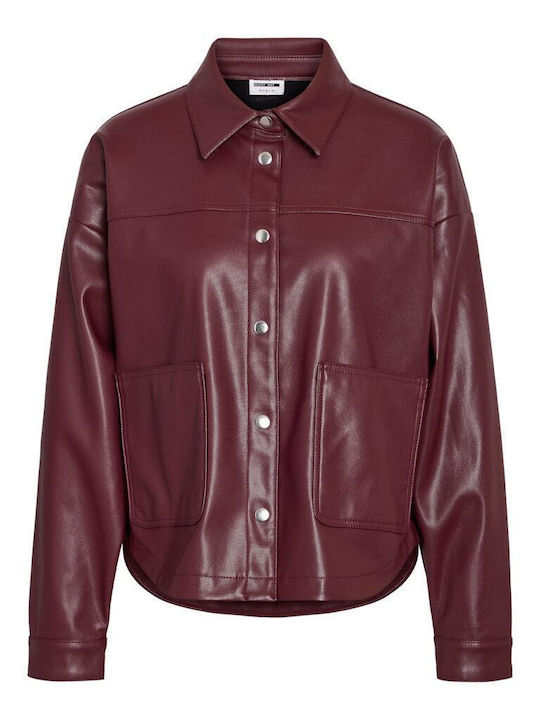 Women's Leather Long Sleeve Shirt Violet