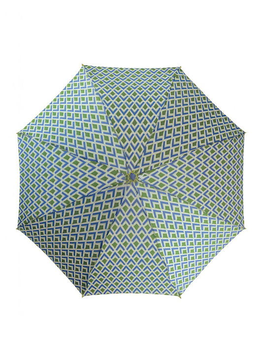 Rain Automatic Umbrella with Walking Stick Green