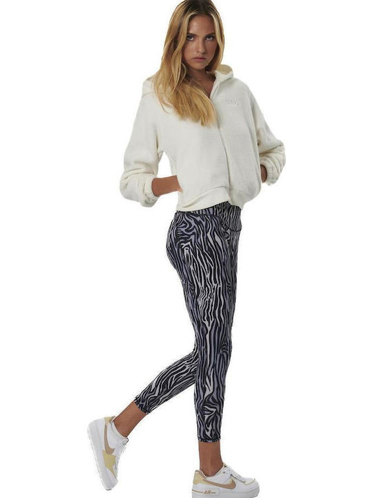 Women's Cropped Leggings Khaki Zebra