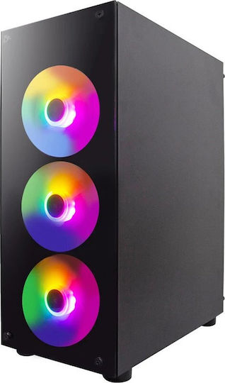1STPLAYER V3-B RGB Геймърско Midi Tower Компютърна Кутия с Страничен Прозорец Черна
