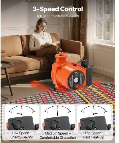 Κυκλοφορητής Vevor Lps25-6s/130 Χυτοσίδηρο 1/8 Hp 220-240v 55 Lpm Αντλία Κυκλοφορίας Ζεστού Νερού Ανακυκλοφορία Σύνδεση Σπείρωμα Ρύθμιση 3 Ταχυτήτων Αθόρυβη Λειτουργία Σύστημα Θέρμανσης Σπιτιού