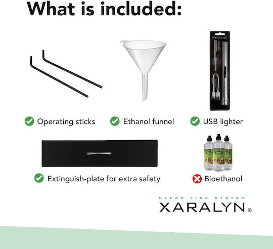 Xaralyn Burner Schreibtisch Bioethanol Kamine Innenbereich Schwarz 120x15.7x8.4cm