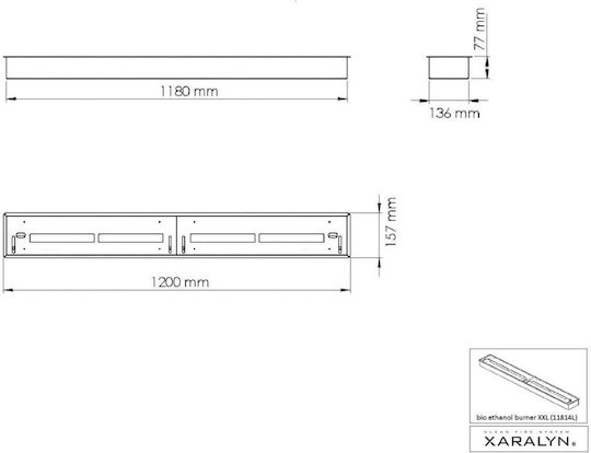 Xaralyn Burner Schreibtisch Bioethanol Kamine Innenbereich Schwarz 120x15.7x8.4cm