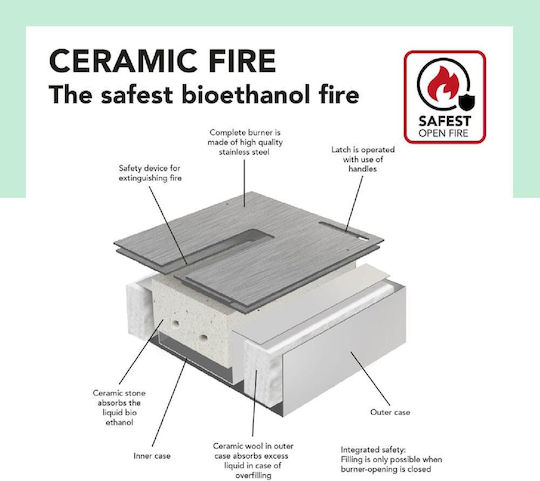 Xaralyn Burner Schreibtisch Bioethanol Kamine Innenbereich Silber 120x15.7x8.4cm