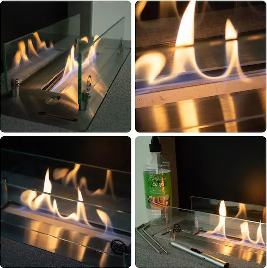 Xaralyn Burner Schreibtisch Bioethanol Kamine Innenbereich Silber 120x15.7x8.4cm