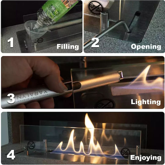 Xaralyn Burner Schreibtisch Bioethanol Kamine Innenbereich Silber 120x15.7x8.4cm