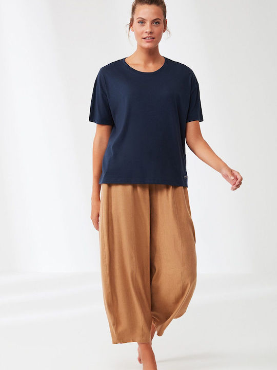 Kurzärmelig Mπλε Damen T-Shirt