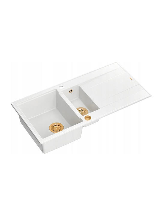 GraniteQ Evan 156 Drop-In Sink Synthetic Granite W100xD50cm White