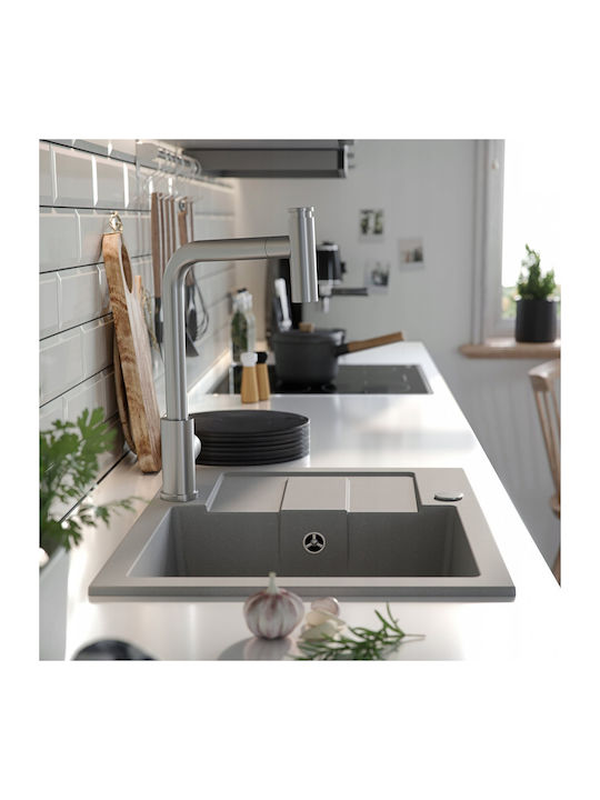 GraniteQ Drop-In Chiuvetă din Granit Sintetic L60xW45cm Gri