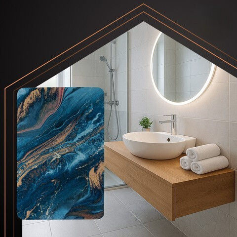 Antiderapant Covoraș de Baie ZY12593QWS58 Turquoise/gold 80x50buc