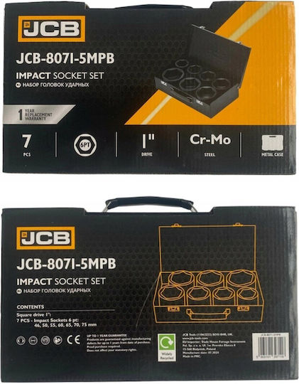 JCB Καρυδάκια Αέρος με Καρέ Υποδοχής 1" Σετ 7τμχ
