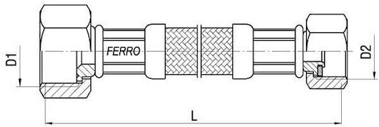 Ferro Flexible Connection Hose Flexible Connection Mesh Stainless Steel Thread 1/2" X 3/8" 20cm Pws811