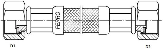 Flexible Connection Pipe Ferro Flexible Connection Mesh Stainless Steel Nut-Nut G3/4" L=300mm Pws611