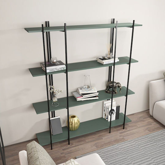 Βιβλιοθήκη Moss Green-black 160x29.6x180εκ.