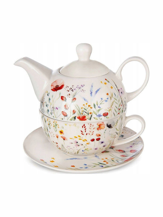 Lumarko Tea Set with Mug Made of White Porcelain 400ml 3 Pieces