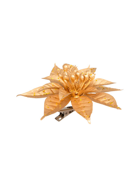 Set Weihnachtsbaumschmuck Blumen Kunststoff Goldfarben 5Stücke