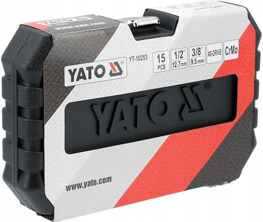 Yato Καρυδάκια Αέρος με Καρέ Υποδοχής 1/2" Σετ 15τμχ