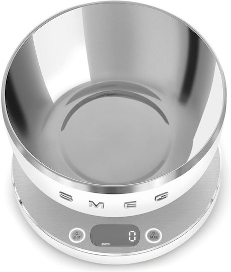 Smeg Дигитална Кухненска Везна С Контейнер До 5кг Бяла