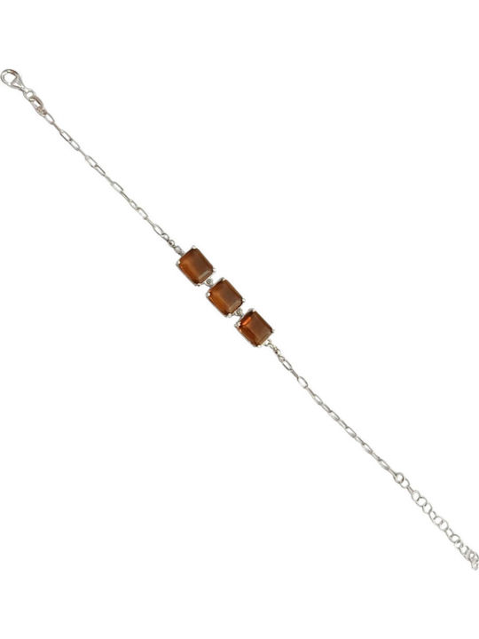 Prince Silvero Γυναικείο Βραχιόλι από Ασήμι με Ζιργκόν 17cm