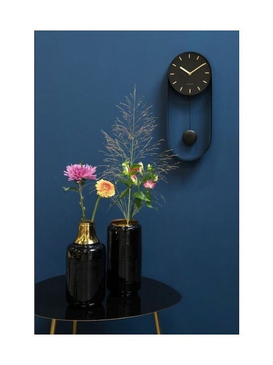 Karlsson Charm Ceas de Perete Metalic Cu pendul Negru 20x50cm