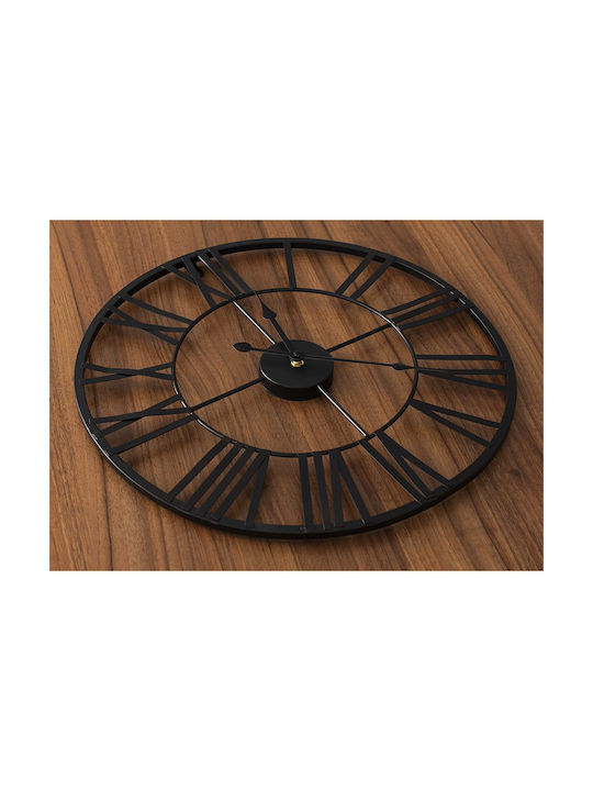 Ρολόι Τοίχου Μεταλλικό Μαύρο Ø47cm
