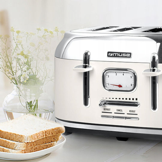 Muse Φρυγανιέρα 4 Θέσεων 1800W Μπεζ