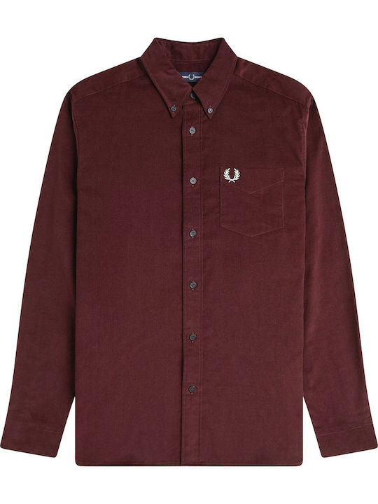 Long-sleeved Corduroy Shirt Oxblood