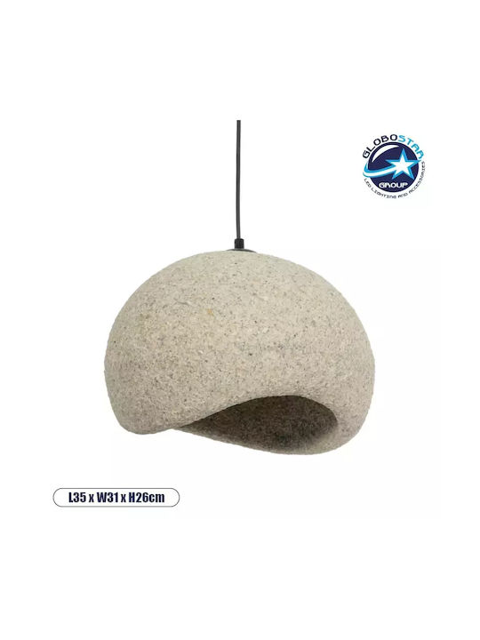 GloboStar Stone Pendant Light Gray Bell with Socket E27 35x31x26cm