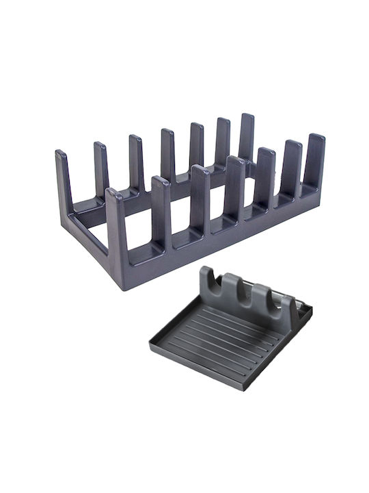 Suport Pentru Farfurii De Dulap Din Plastic 18x14x2 5 Cm 2 Bucăți Gri